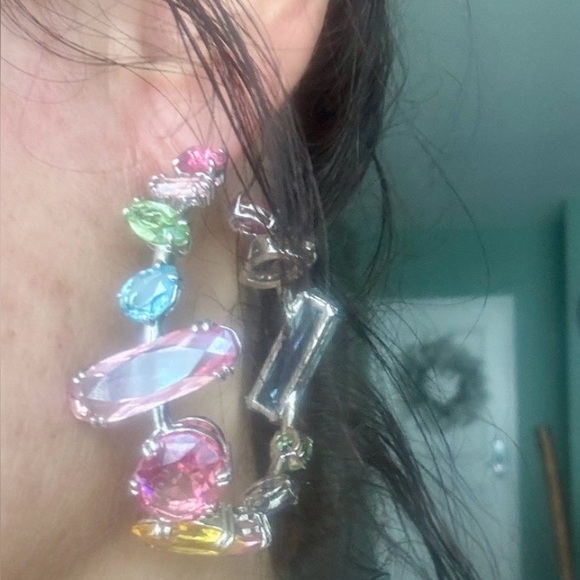Elegant Swarovski Multicolor Hoop Earrings - Picture 5 of 7